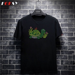 Tortoise Flower Iron on Rhinestone Motif