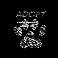 Adopt Paw Print Hot-fix Rhinestone Transfer