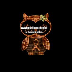 Owl Iron on Rhinestone Motif