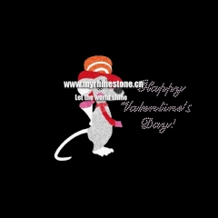 Happy Valentine's Day Elephant Heat Rhinestone Motif