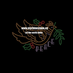 Peace Pigeon Hot Fix Rhinestone Transfer