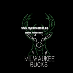 Mil Waukee Bucks Iron on Rhinestone Motif