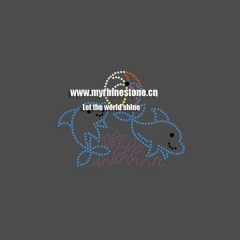 Dolphin Ball Iron on Rhinestone Motif