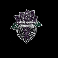Pink Ribbon Flower Heat Rhinestone Motif