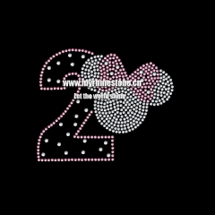 Number 2 Minnie Head Rhinestone Transfer