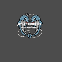 Dolphins Playing Hot Fix Rhinestone Motif