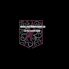 Breast Cancer Awareness Pink Ribbon Pocket Rhinestone Sticker
