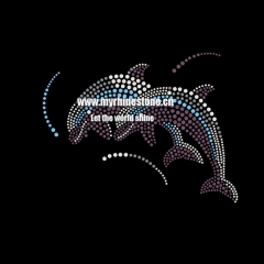 Dolphins Hot Fix Rhinestone Transfer