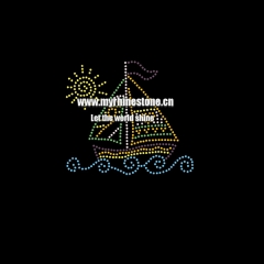 Summer Beach Sailboat Rhinestone Transfer