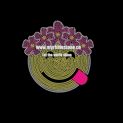 Cute Emoji with Anadem Hotfix Rhinestone Transfers