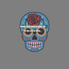 Sugar Skull with A Red Rose Rhinestone Motif