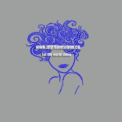 Sapphire Afro Girl Heat Press Rhinestone Transfer