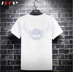 Skull with Wings Design Iron on Rhinestone Motif