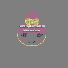 Smiling Girl Hot Fix Rhinestone Motif Design