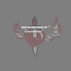 Broken Heart with the Arrow inside Still Can Fly with Wings Rhinestone Transfer