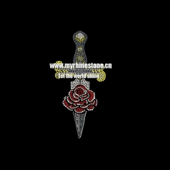 Roses Growing on The Sword Rhinestone Iron on Transfer