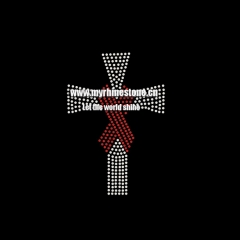 Cross Pink Ribbon Heat Rhinestone Sticker