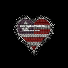 American Heart with Spark Rhinestone Iron on