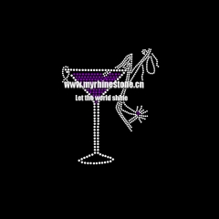Purple Martini High Heel Rhinestone Iron on Motif Transfer