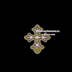 Gold Cross Hot Fix Rhinestone Transfer