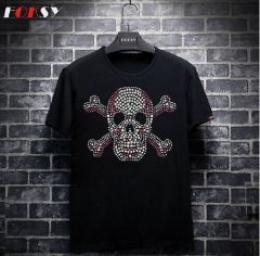 Skull with Cross Bones Rhinestone Iron on Motif