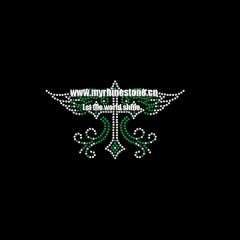Cross with Wings Rhinestone Heat Press Motif