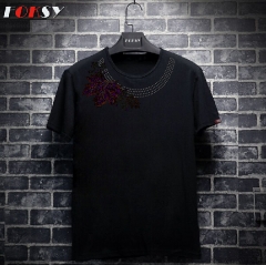 Maple Leaves Round Neck Rhinestone for Garment