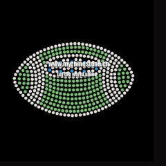 Custom Rugby/Football Hot Fix Motif Rhinestone Heat Transfer Iron on T-shirt