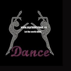 Bling Hot Fix Gymnastic Dance Motif Custom Rhinestone Heat Transfer Iron on T-shirt