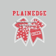 Plainedge Cheer Rhinestone Bow Motif Hotfix Transfer