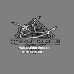Hot Fix Crystal Gymnastics Plus Motif Rhinestone Heat Transfer Design Iron on T-shirt