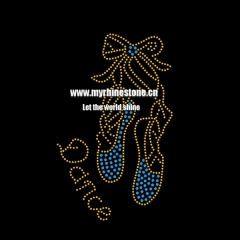 Custom Dance Shoe with Bow Hotfix Motif Rhinestone Heat Transfer