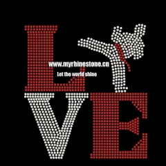 Custom Love Gymnastic Hot Fix Crystal Rhinestone Heat Transfer Iron on Transfer