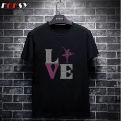 Custom Hot Fix Dancer Motif Printed on Love Letter Rhinestone Transfer