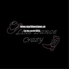 Line Dance Crazy Boots Iron on Rhinestone Transfer
