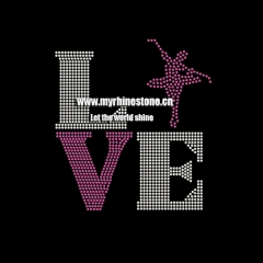 Custom Hot Fix Dancer Motif Printed on Love Letter Rhinestone Transfer