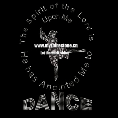 Custom Gymnastic Dance with Two Sentences Motif Hot Fix Rhinestone Transfer Iron on T-shirt
