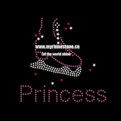Custom Skate P rincess Hot Fix Motif Rhinestone Heat Transfer Design for T-shirt