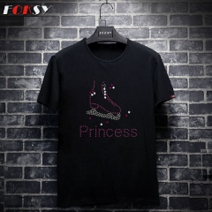 Custom Skate P rincess Hot Fix Motif Rhinestone Heat Transfer Design for T-shirt