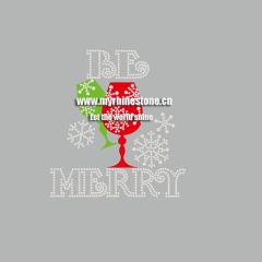 BE MERRY Wines Hotfix Rhinestone And Glitter Transfers