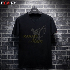 Karate Mom Taekwondo Iron on Rhinestone Motif