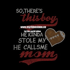 Custom Football Mom Hot Fix Motif Rhinestone Heat Transfer Design for T-shirt