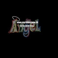 Colorful Angel Iron On Rhinestone Design
