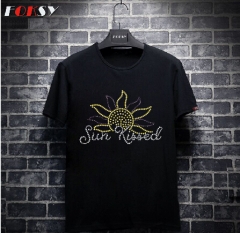 Sun flower iron on rhinestone transfer for clothing