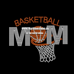Basketball Mom Hot Fix Motif Rhinestone Heat Transfer Iron On T-shirt