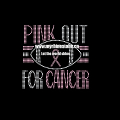Pink Out For Cancer Iron On Rhinestone Transfer