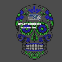 Blue Sugar Skull Hotfix Rhinestone Transfers