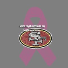 SF Pink Ribbon Iron on Rhinestone Motif