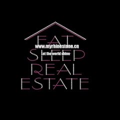 Eat Sleep Real Estate Hot Fix Rhinestone Design