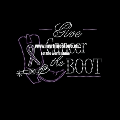 Cancer Boot Iron On Rhinestone Transfer